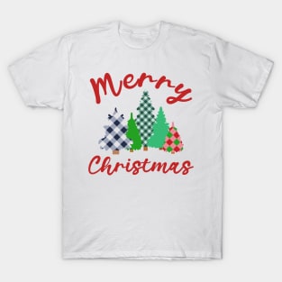 Merry Christmas plaid Christmas tree T-Shirt